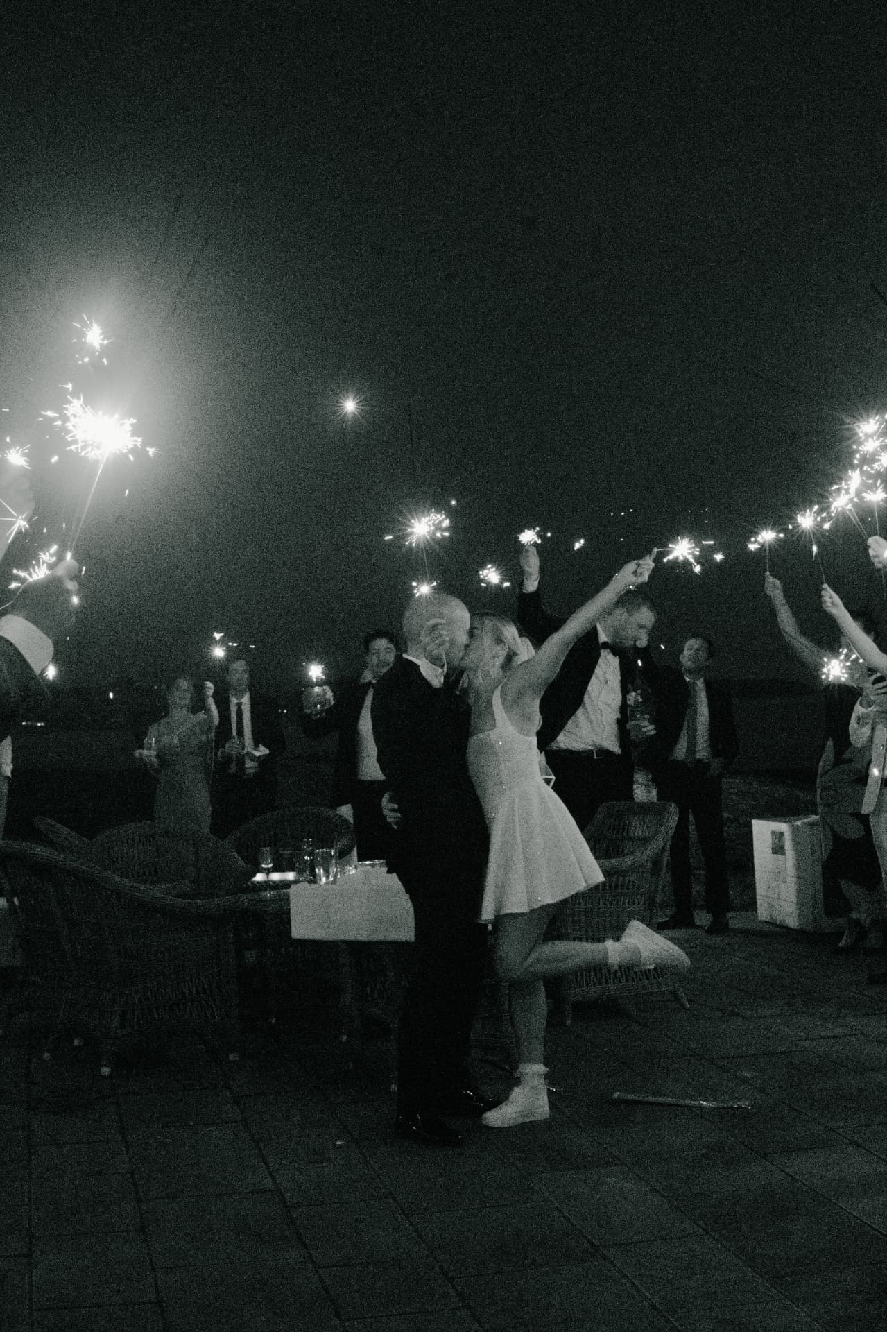 Sparklers and a kiss at the end of the night