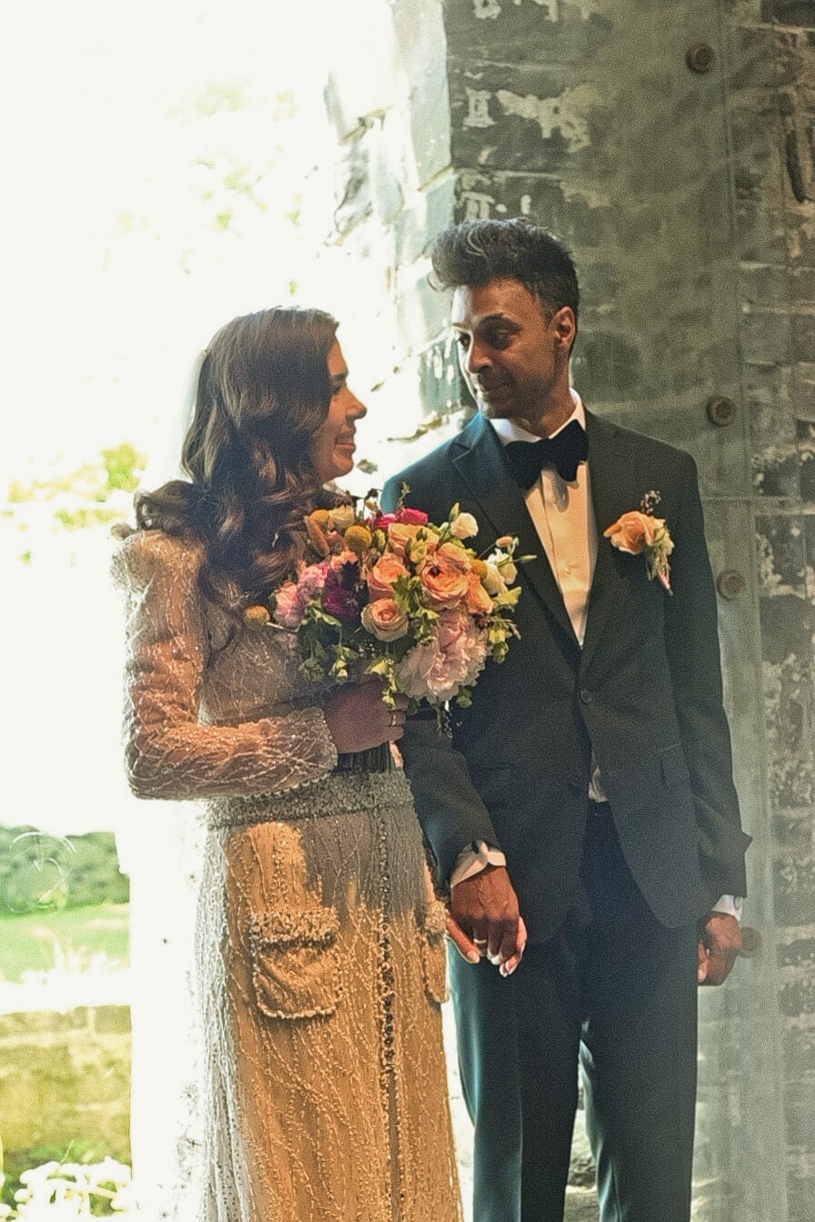 Couple at the church doorway